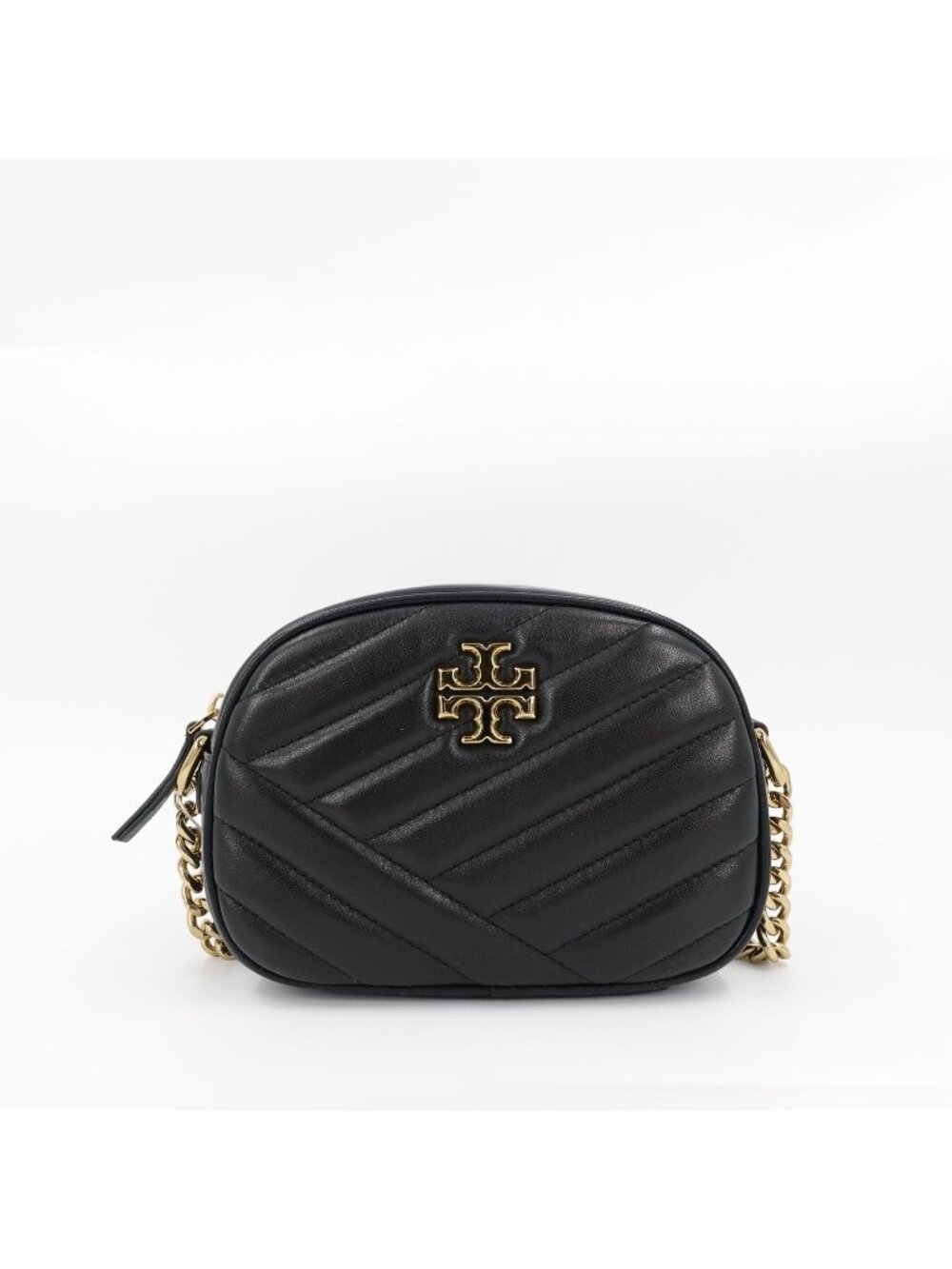 Tory Burch Kira Chevron Small Camera Crossbody Bag Black OS